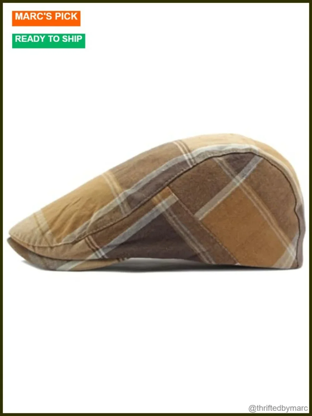Unisex Plaid Newsboy Cap Flat Hat for Men Women Cotton Gatsby Cabbie Driver's